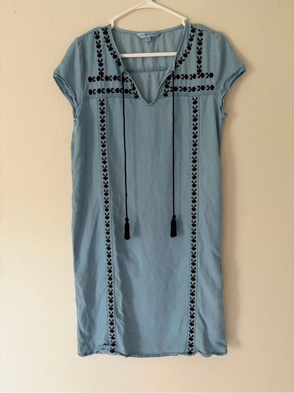 DownEast Light Blue Women Dress Boho Country Size Small